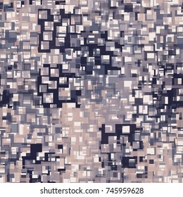 Seamless pattern. Multi-colored camouflage made of elements with square holes. For 3D modeling, textiles and website design.