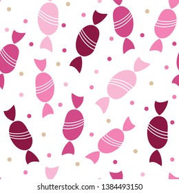 Seamless pattern. Multicolored caramel candies.