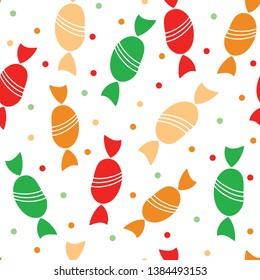 Seamless pattern. Multicolored caramel candies.