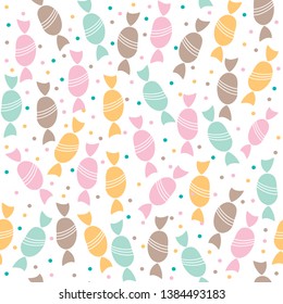 Seamless pattern. Multicolored caramel candies.