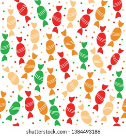 Seamless pattern. Multicolored caramel candies.