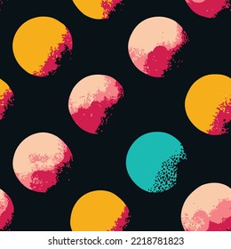 seamless pattern multicolored circles on a dark background