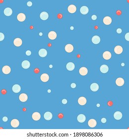 Seamless pattern - multicolored circus balls on a blue background