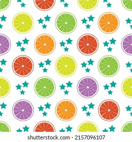 Seamless pattern with multi-colored citrus fruits abstract