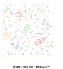 Seamless pattern with multi-colored clowns.