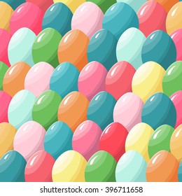 Seamless pattern with multicolored colorful easter eggs, vector illustration