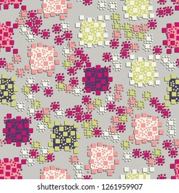 Seamless pattern. Multicolored composition of rounded squares. Suitable for decoration of children's clothes and interiors.