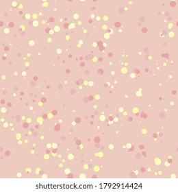 Seamless pattern from multicolored confetti. Colored circles on a pink background. Vector EPS10.