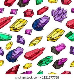 Seamless pattern with multi-colored crystals for wrapping paper, wallpaper, textiles, web page background and much more.