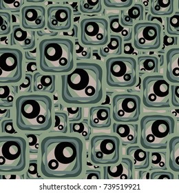 Seamless pattern. Multicolored curves circles and squares.