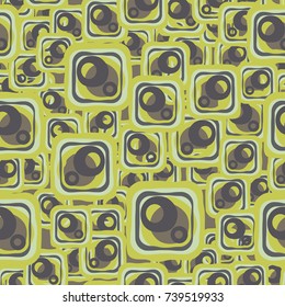 Seamless pattern. Multicolored curves circles and squares.