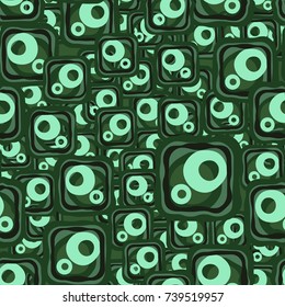 Seamless pattern. Multicolored curves circles and squares.