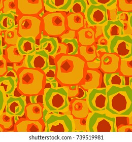 Seamless pattern. Multicolored curves circles and squares.