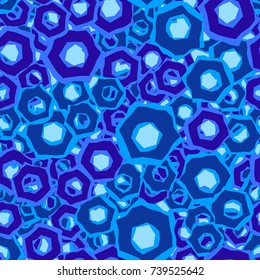 Seamless pattern. Multicolored curves are hexagons. Cheerful camouflage.