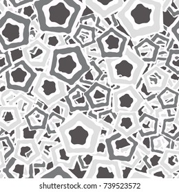 Seamless pattern. Multicolored curves pentagons. Fashionable camouflage.