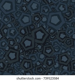 Seamless pattern. Multicolored curves pentagons. Fashionable camouflage.