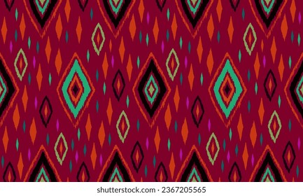 Seamless pattern with multicolored diamonds. Geometric chevron abstract illustration, wallpaper. Tribal ethnic vector texture. Aztec style. Folk embroidery. Indian, Scandinavian, African rug.