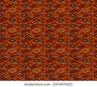 Seamless pattern with multicolored diamonds. Geometric chevron abstract illustration, wallpaper. Tribal ethnic vector texture. Aztec style. Folk embroidery. Indian, Scandinavian, African rug.