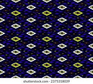 Seamless pattern with multicolored diamonds. Geometric chevron abstract illustration, wallpaper. Tribal ethnic vector texture. Aztec style. Folk embroidery. Indian, Scandinavian, African rug.