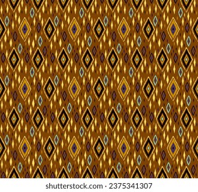 Seamless pattern with multicolored diamonds. Geometric chevron abstract illustration, wallpaper. Tribal ethnic vector texture. Aztec style. Folk embroidery. Indian, Scandinavian, African rug.