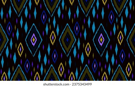 Seamless pattern with multicolored diamonds. Geometric chevron abstract illustration, wallpaper. Tribal ethnic vector texture. Aztec style. Folk embroidery. Indian, Scandinavian, African rug.