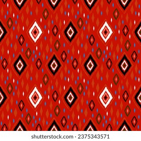 Seamless pattern with multicolored diamonds. Geometric chevron abstract illustration, wallpaper. Tribal ethnic vector texture. Aztec style. Folk embroidery. Indian, Scandinavian, African rug.