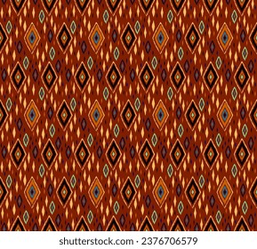 Seamless pattern with multicolored diamonds. Geometric chevron abstract illustration, wallpaper. Tribal ethnic vector texture. Aztec style. Folk embroidery. Indian, Scandinavian, African rug.