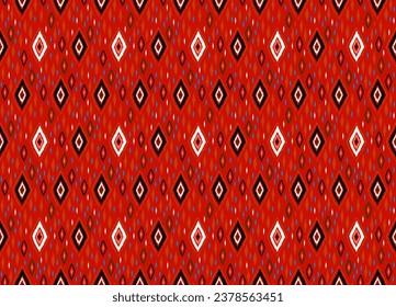 Seamless pattern with multicolored diamonds. Geometric chevron abstract illustration, wallpaper. Tribal ethnic vector texture. Aztec style. Folk embroidery. Indian, Scandinavian, African rug.