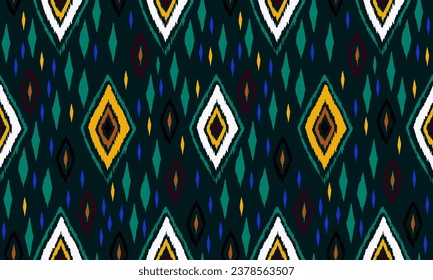 Seamless pattern with multicolored diamonds. Geometric chevron abstract illustration, wallpaper. Tribal ethnic vector texture. Aztec style. Folk embroidery. Indian, Scandinavian, African rug.