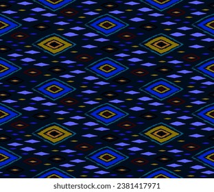 Seamless pattern with multicolored diamonds. Geometric chevron abstract illustration, wallpaper. Tribal ethnic vector texture. Aztec style. Folk embroidery. Indian, Scandinavian, African rug.