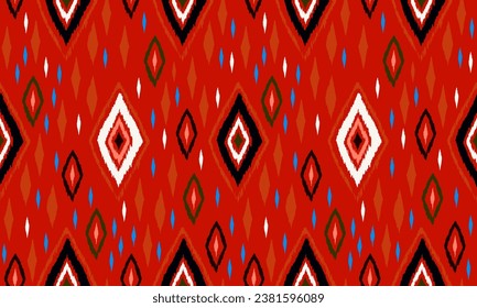 Seamless pattern with multicolored diamonds. Geometric chevron abstract illustration, wallpaper. Tribal ethnic vector texture. Aztec style. Folk embroidery. Indian, Scandinavian, African rug.