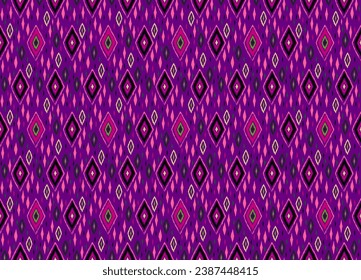 Seamless pattern with multicolored diamonds. Geometric chevron abstract illustration, wallpaper. Tribal ethnic vector texture. Aztec style. Folk embroidery. Indian, Scandinavian, African rug.