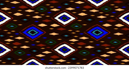 Patrón sin problemas con diamantes multicolores. Ilustración abstracta de chevron geométrico, fondo de pantalla. Textura vectorial étnica tribal. Estilo azteca. bordado popular. Indio, escandinavo, alfombra africana.