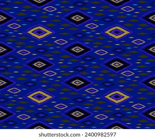 Seamless pattern with multicolored diamonds. Geometric chevron abstract illustration, wallpaper. Tribal ethnic vector texture. Aztec style. Folk embroidery. Indian, Scandinavian, African rug.