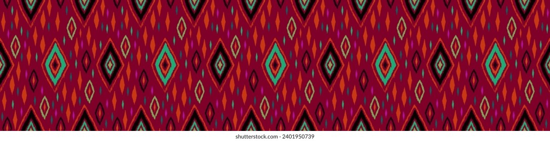 Seamless pattern with multicolored diamonds. Geometric chevron abstract illustration, wallpaper. Tribal ethnic vector texture. Aztec style. Folk embroidery. Indian, Scandinavian, African rug.