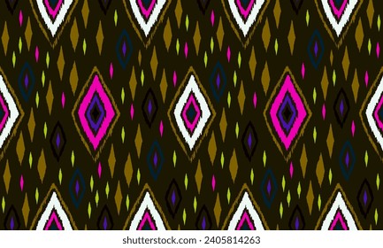 Seamless pattern with multicolored diamonds. Geometric chevron abstract illustration, wallpaper. Tribal ethnic vector texture. Aztec style. Folk embroidery. Indian, Scandinavian, African rug.