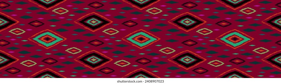 Seamless pattern with multicolored diamonds. Geometric chevron abstract illustration, wallpaper. Tribal ethnic vector texture. Aztec style. Folk embroidery. Indian, Scandinavian, African rug.