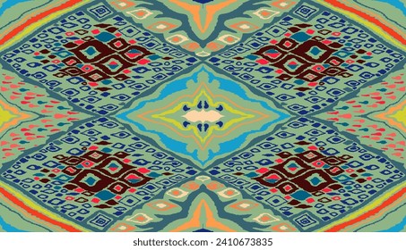 Patrón sin problemas con diamantes multicolores. Ilustración abstracta de chevron geométrico, fondo de pantalla. Textura vectorial étnica tribal. Estilo azteca. bordado popular. Indio, escandinavo, alfombra africana.