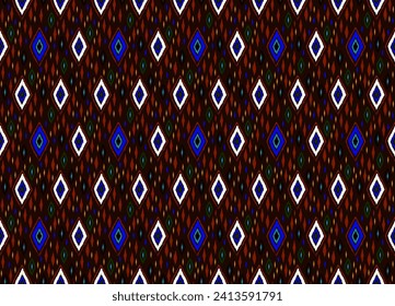 Seamless pattern with multicolored diamonds. Geometric chevron abstract illustration, wallpaper. Tribal ethnic vector texture. Aztec style. Folk embroidery. Indian, Scandinavian, African rug.