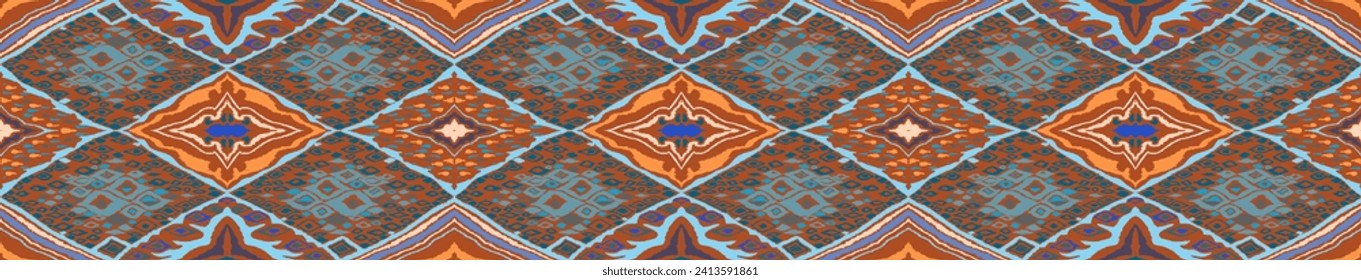 Seamless pattern with multicolored diamonds. Geometric chevron abstract illustration, wallpaper. Tribal ethnic vector texture. Aztec style. Folk embroidery. Indian, Scandinavian, African rug.