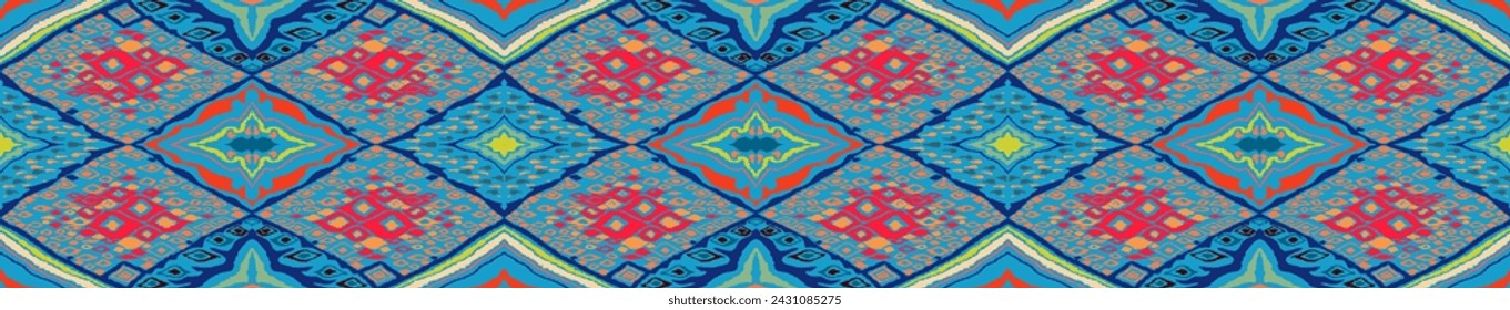 Seamless pattern with multicolored diamonds. Geometric chevron abstract illustration, wallpaper. Tribal ethnic vector texture. Aztec style. Folk embroidery. Indian, Scandinavian, African rug.