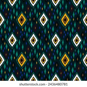 Seamless pattern with multicolored diamonds. Geometric chevron abstract illustration, wallpaper. Tribal ethnic vector texture. Aztec style. Folk embroidery. Indian, Scandinavian, African rug.