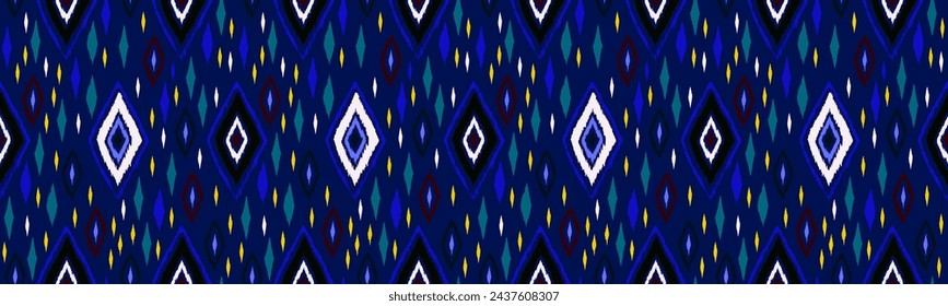 Seamless pattern with multicolored diamonds. Geometric chevron abstract illustration, wallpaper. Tribal ethnic vector texture. Aztec style. Folk embroidery. Indian, Scandinavian, African rug.
