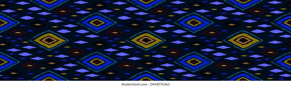 Seamless pattern with multicolored diamonds. Geometric chevron abstract illustration, wallpaper. Tribal ethnic vector texture. Aztec style. Folk embroidery. Indian, Scandinavian, African rug.
