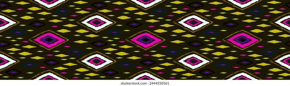 Seamless pattern with multicolored diamonds. Geometric chevron abstract illustration, wallpaper. Tribal ethnic vector texture. Aztec style. Folk embroidery. Indian, Scandinavian, African rug.