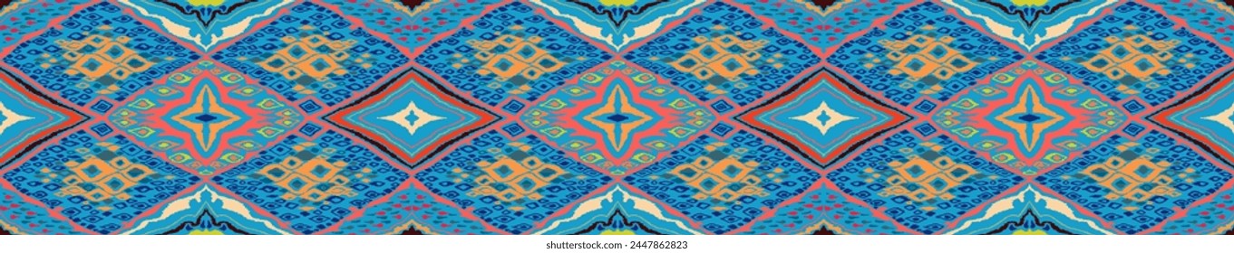 Patrón sin costuras con diamantes multicolores. Ilustración abstracta de chevron geométrico, Fondo de pantalla. Textura de Vector étnico tribal. Estilo azteca. Bordado de Folk. Alfombra india, escandinava, africana.