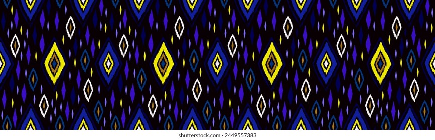 Seamless pattern with multicolored diamonds. Geometric chevron abstract illustration, wallpaper. Tribal ethnic vector texture. Aztec style. Folk embroidery. Indian, Scandinavian, African rug.