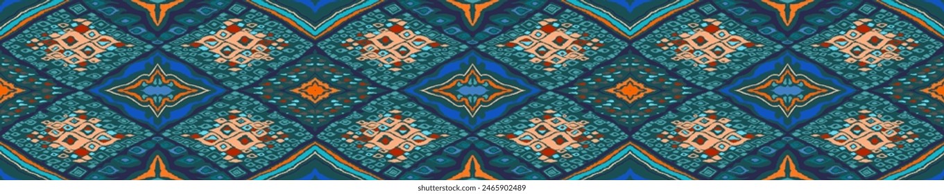 Seamless pattern with multicolored diamonds. Geometric chevron abstract illustration, wallpaper. Tribal ethnic vector texture. Aztec style. Folk embroidery. Indian, Scandinavian, African rug.