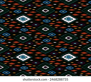 Seamless pattern with multicolored diamonds. Geometric chevron abstract illustration, wallpaper. Tribal ethnic vector texture. Aztec style. Folk embroidery. Indian, Scandinavian, African rug.