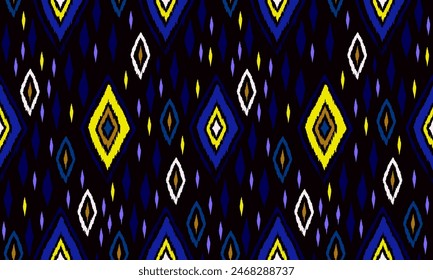 Seamless pattern with multicolored diamonds. Geometric chevron abstract illustration, wallpaper. Tribal ethnic vector texture. Aztec style. Folk embroidery. Indian, Scandinavian, African rug.
